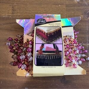 Next Style Beaded Fringe 2 Yards Purple Green Vintage Crafts DIY Decor